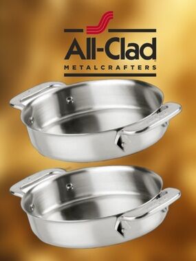 NEW 2pc ALL-CLAD Mini Oval Baker Set | Stainless Steel Pot Baking Roasting | 7”